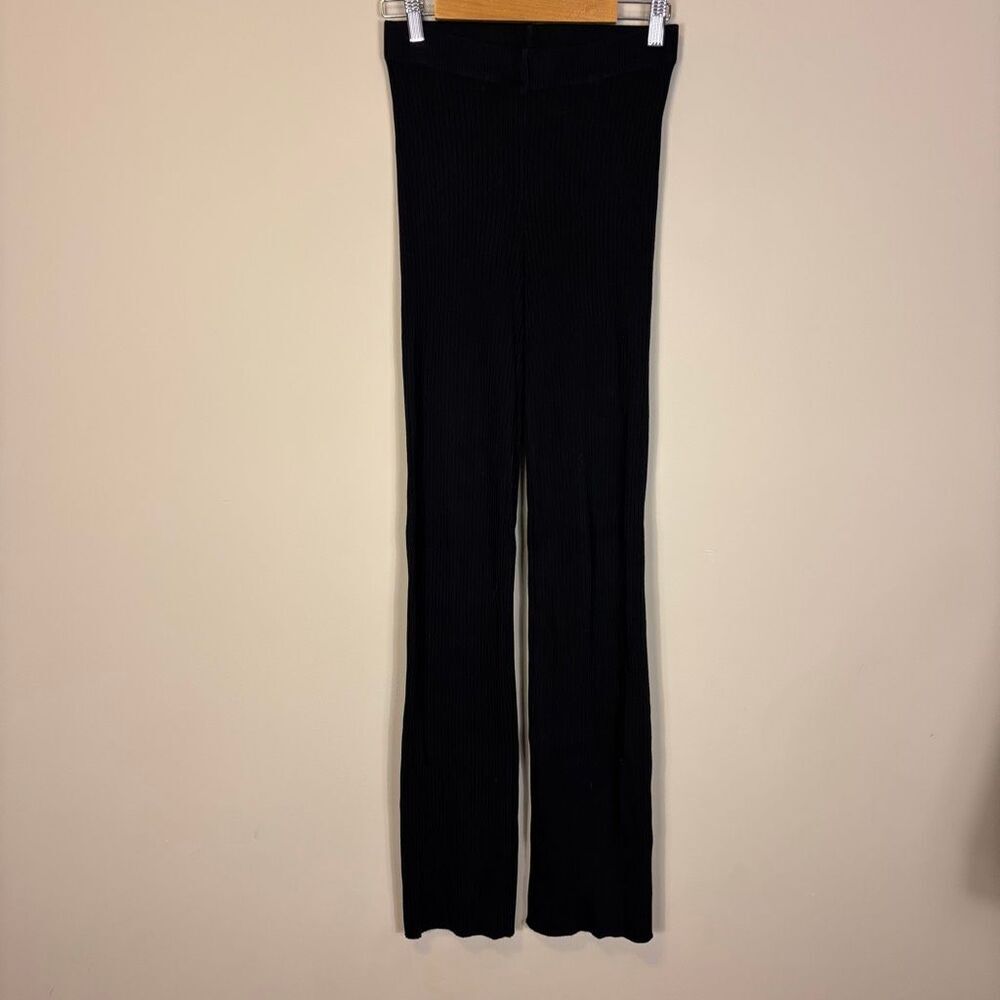 Cotton Citizen Black Ribbed High Waisted Flare Leg Pull On‎ Pants XS